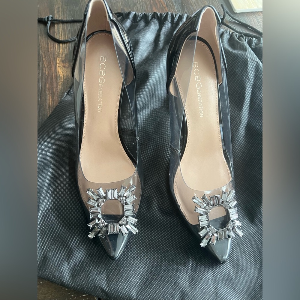 BCBGeneration Black Lucite Pumps